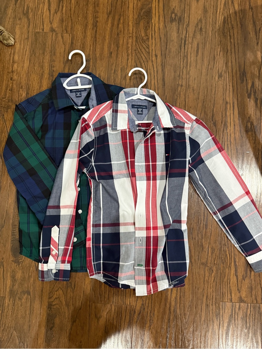 Set of 2! Tommy Hilfiger Boys Plaid Button-Down Shirts - Medium